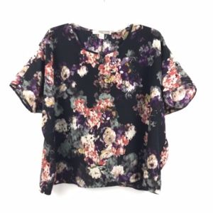 Forever 21 Floral Print Short Sleeve Polyester Top
